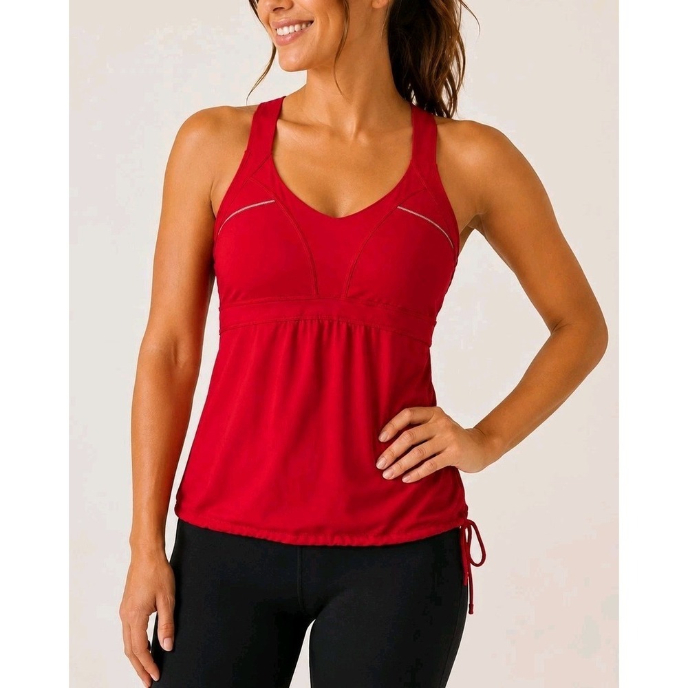 Athleta XL Red Athletic Tank Top Built In Bra Racerback Workout Active